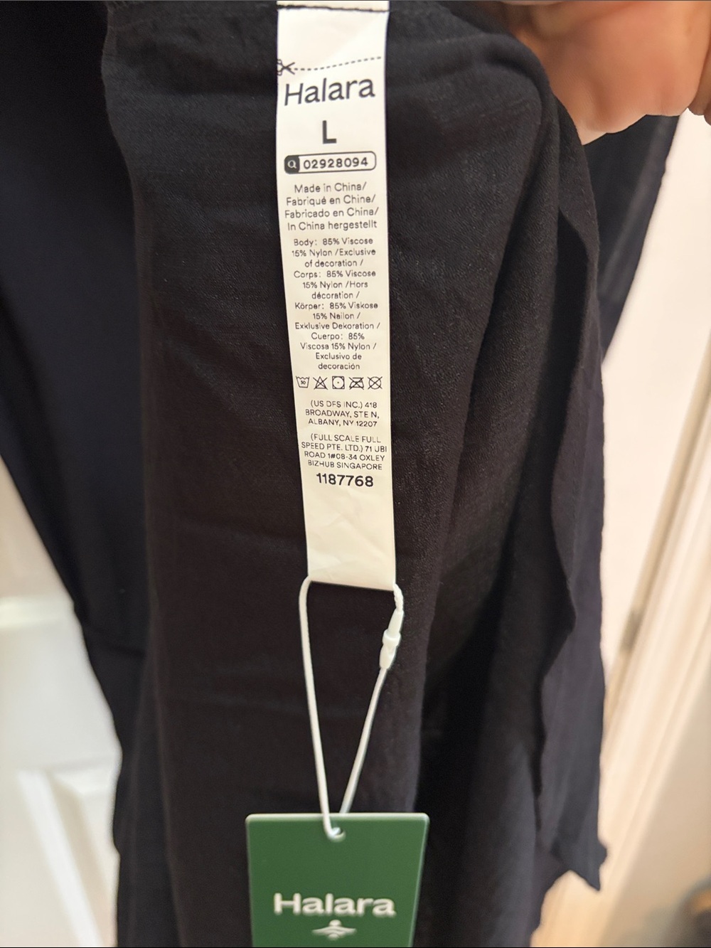 HALARA Black Midi Shirt Dress with Tie Waist and Chest Pocket - Picture 3 of 6